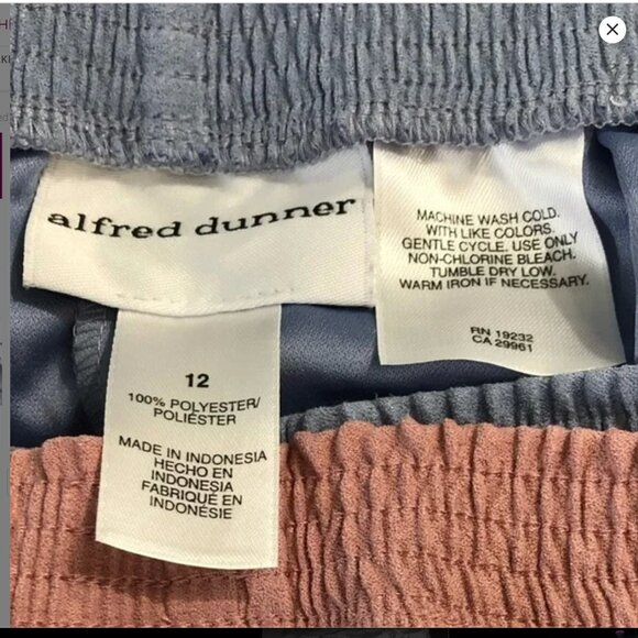 ALFRED DUNNER Pants(2) Women's Size 12 Pink Blue High Waist Faux Suede Pull-On - Picture 12 of 16